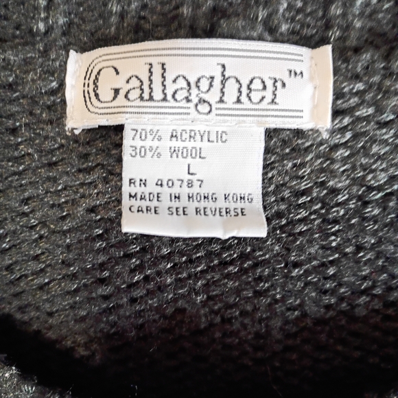 Gallagher Wool Acrylic Sweater Women L Vintage Cozy Buttons Multi Color Stitch - Picture 3 of 7